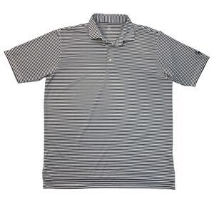 Turtleson Polo Shirt Mens XL Navy White Striped Stretch Wynstone Golf Club
